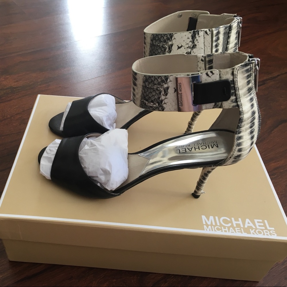 Michael kors snake skin heels.